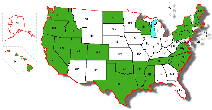 Map of States with Pet Required Seat Belt Legislation 2011 - Click to enlarge